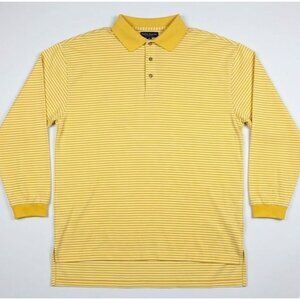Byron Nelson Eleven Straight Yellow Striped Polo Shirt - Men's Large - 100% Cott